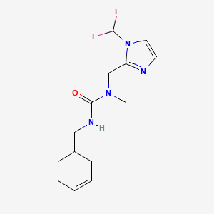 molecular formula C14H20F2N4O B7327190 3-(Cyclohex-3-en-1-ylmethyl)-1-[[1-(difluoromethyl)imidazol-2-yl]methyl]-1-methylurea 