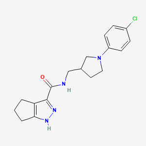 molecular formula C18H21ClN4O B7327199 N-[[1-(4-chlorophenyl)pyrrolidin-3-yl]methyl]-1,4,5,6-tetrahydrocyclopenta[c]pyrazole-3-carboxamide 