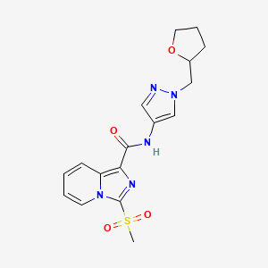 molecular formula C17H19N5O4S B7327210 3-methylsulfonyl-N-[1-(oxolan-2-ylmethyl)pyrazol-4-yl]imidazo[1,5-a]pyridine-1-carboxamide 