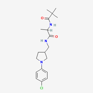 molecular formula C19H28ClN3O2 B7327216 N-[1-[[1-(4-chlorophenyl)pyrrolidin-3-yl]methylamino]-1-oxopropan-2-yl]-2,2-dimethylpropanamide 