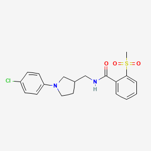 molecular formula C19H21ClN2O3S B7327241 N-[[1-(4-chlorophenyl)pyrrolidin-3-yl]methyl]-2-methylsulfonylbenzamide 