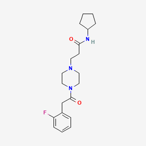 N-cyclopentyl-3-[4-[2-(2-fluorophenyl)acetyl]piperazin-1-yl]propanamide