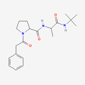 molecular formula C20H29N3O3 B7327279 N-[1-(tert-butylamino)-1-oxopropan-2-yl]-1-(2-phenylacetyl)pyrrolidine-2-carboxamide 