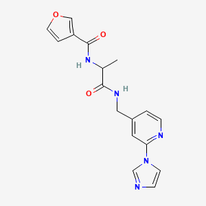 molecular formula C17H17N5O3 B7327297 N-[1-[(2-imidazol-1-ylpyridin-4-yl)methylamino]-1-oxopropan-2-yl]furan-3-carboxamide 