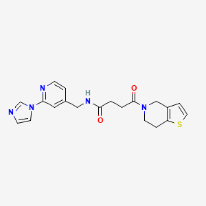 molecular formula C20H21N5O2S B7327318 4-(6,7-dihydro-4H-thieno[3,2-c]pyridin-5-yl)-N-[(2-imidazol-1-ylpyridin-4-yl)methyl]-4-oxobutanamide 