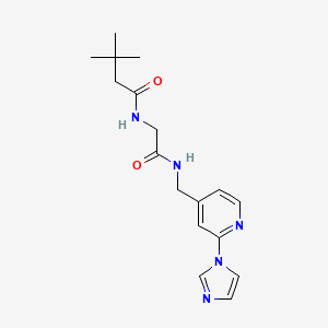 molecular formula C17H23N5O2 B7327321 N-[2-[(2-imidazol-1-ylpyridin-4-yl)methylamino]-2-oxoethyl]-3,3-dimethylbutanamide 