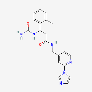 3-(carbamoylamino)-N-[(2-imidazol-1-ylpyridin-4-yl)methyl]-3-(2-methylphenyl)propanamide