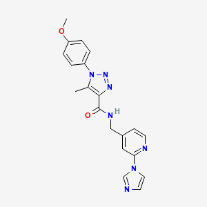 molecular formula C20H19N7O2 B7327336 N-[(2-imidazol-1-ylpyridin-4-yl)methyl]-1-(4-methoxyphenyl)-5-methyltriazole-4-carboxamide 