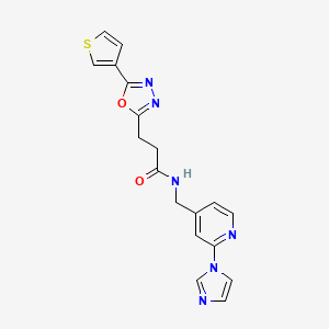 N-[(2-imidazol-1-ylpyridin-4-yl)methyl]-3-(5-thiophen-3-yl-1,3,4-oxadiazol-2-yl)propanamide