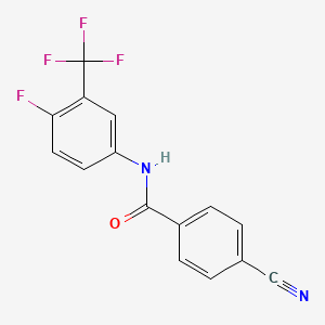 molecular formula C15H8F4N2O B7327407 4-cyano-N-[4-fluoro-3-(trifluoromethyl)phenyl]benzamide 