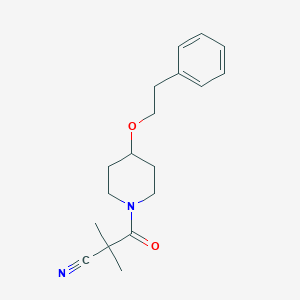 molecular formula C18H24N2O2 B7327427 2,2-Dimethyl-3-oxo-3-[4-(2-phenylethoxy)piperidin-1-yl]propanenitrile 