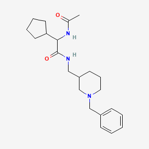 molecular formula C22H33N3O2 B7327484 2-acetamido-N-[(1-benzylpiperidin-3-yl)methyl]-2-cyclopentylacetamide 