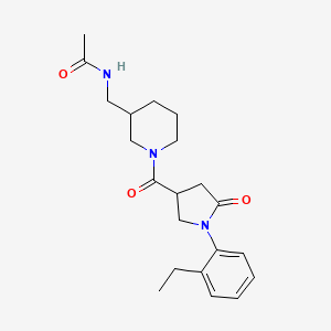 molecular formula C21H29N3O3 B7327502 N-[[1-[1-(2-ethylphenyl)-5-oxopyrrolidine-3-carbonyl]piperidin-3-yl]methyl]acetamide 