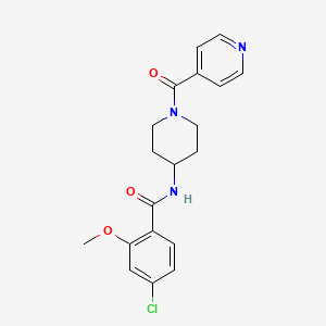 molecular formula C19H20ClN3O3 B7327542 4-chloro-2-methoxy-N-[1-(pyridine-4-carbonyl)piperidin-4-yl]benzamide 