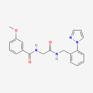 molecular formula C20H20N4O3 B7327593 3-methoxy-N-[2-oxo-2-[(2-pyrazol-1-ylphenyl)methylamino]ethyl]benzamide 