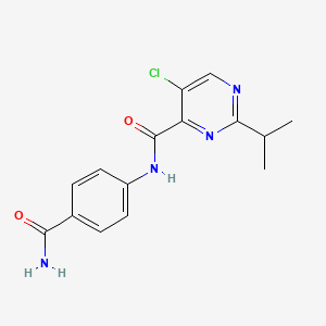 molecular formula C15H15ClN4O2 B7327635 N-(4-carbamoylphenyl)-5-chloro-2-propan-2-ylpyrimidine-4-carboxamide 