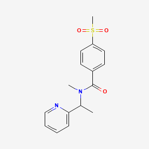 molecular formula C16H18N2O3S B7327663 N-methyl-4-methylsulfonyl-N-(1-pyridin-2-ylethyl)benzamide 