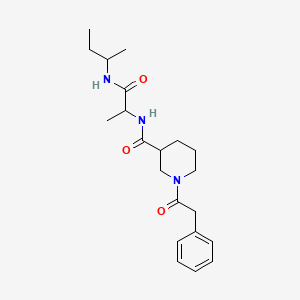 molecular formula C21H31N3O3 B7327682 N-[1-(butan-2-ylamino)-1-oxopropan-2-yl]-1-(2-phenylacetyl)piperidine-3-carboxamide 