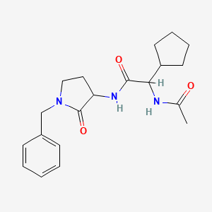 molecular formula C20H27N3O3 B7327684 2-acetamido-N-(1-benzyl-2-oxopyrrolidin-3-yl)-2-cyclopentylacetamide 