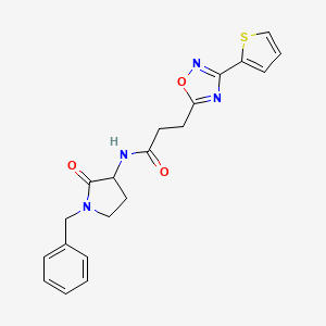 molecular formula C20H20N4O3S B7327711 N-(1-benzyl-2-oxopyrrolidin-3-yl)-3-(3-thiophen-2-yl-1,2,4-oxadiazol-5-yl)propanamide 