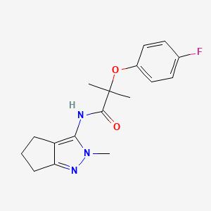 2-(4-fluorophenoxy)-2-methyl-N-(2-methyl-5,6-dihydro-4H-cyclopenta[c]pyrazol-3-yl)propanamide