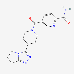 molecular formula C17H20N6O2 B7327779 5-[4-(6,7-dihydro-5H-pyrrolo[2,1-c][1,2,4]triazol-3-yl)piperidine-1-carbonyl]pyridine-2-carboxamide 