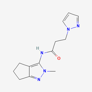 N-(2-methyl-5,6-dihydro-4H-cyclopenta[c]pyrazol-3-yl)-3-pyrazol-1-ylpropanamide