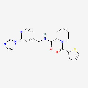 molecular formula C20H21N5O2S B7327833 N-[(2-imidazol-1-ylpyridin-4-yl)methyl]-1-(thiophene-2-carbonyl)piperidine-2-carboxamide 