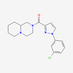 molecular formula C18H21ClN4O B7327856 1,3,4,6,7,8,9,9a-Octahydropyrido[1,2-a]pyrazin-2-yl-[1-(3-chlorophenyl)pyrazol-3-yl]methanone 