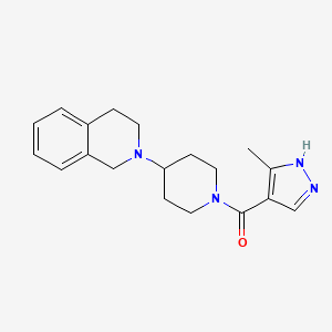 molecular formula C19H24N4O B7327911 [4-(3,4-dihydro-1H-isoquinolin-2-yl)piperidin-1-yl]-(5-methyl-1H-pyrazol-4-yl)methanone 