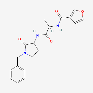 molecular formula C19H21N3O4 B7327917 N-[1-[(1-benzyl-2-oxopyrrolidin-3-yl)amino]-1-oxopropan-2-yl]furan-3-carboxamide 