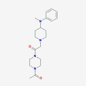 molecular formula C20H30N4O2 B7327963 1-(4-acetylpiperazin-1-yl)-2-[4-(N-methylanilino)piperidin-1-yl]ethanone 