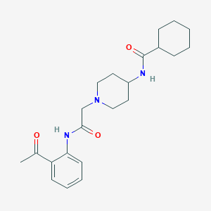 molecular formula C22H31N3O3 B7327967 N-[1-[2-(2-acetylanilino)-2-oxoethyl]piperidin-4-yl]cyclohexanecarboxamide 