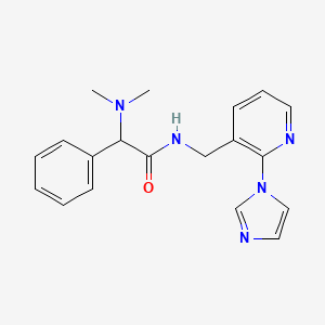 molecular formula C19H21N5O B7327997 2-(dimethylamino)-N-[(2-imidazol-1-ylpyridin-3-yl)methyl]-2-phenylacetamide 