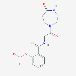 2-(difluoromethoxy)-N-[2-oxo-2-(5-oxo-1,4-diazepan-1-yl)ethyl]benzamide