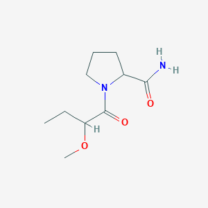 molecular formula C10H18N2O3 B7328034 1-(2-Methoxybutanoyl)pyrrolidine-2-carboxamide 