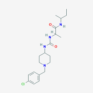 molecular formula C20H31ClN4O2 B7328056 N-butan-2-yl-2-[[1-[(4-chlorophenyl)methyl]piperidin-4-yl]carbamoylamino]propanamide 