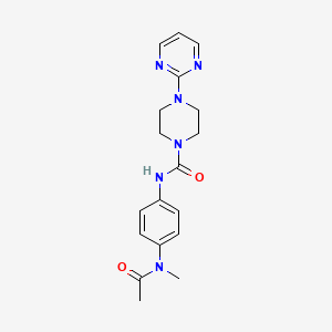 molecular formula C18H22N6O2 B7328059 N-[4-[acetyl(methyl)amino]phenyl]-4-pyrimidin-2-ylpiperazine-1-carboxamide 