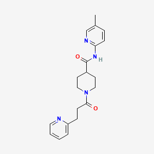 molecular formula C20H24N4O2 B7328069 N-(5-methylpyridin-2-yl)-1-(3-pyridin-2-ylpropanoyl)piperidine-4-carboxamide 