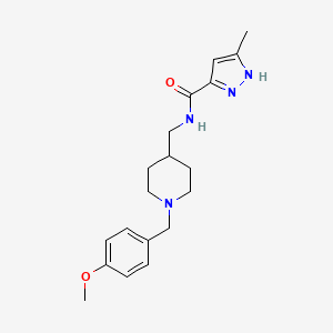 molecular formula C19H26N4O2 B7328091 N-[[1-[(4-methoxyphenyl)methyl]piperidin-4-yl]methyl]-5-methyl-1H-pyrazole-3-carboxamide 