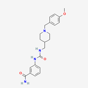 molecular formula C22H28N4O3 B7328135 3-[[1-[(4-Methoxyphenyl)methyl]piperidin-4-yl]methylcarbamoylamino]benzamide 