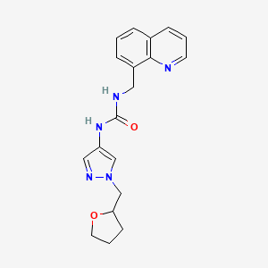 molecular formula C19H21N5O2 B7328137 1-[1-(Oxolan-2-ylmethyl)pyrazol-4-yl]-3-(quinolin-8-ylmethyl)urea 