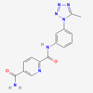 molecular formula C15H13N7O2 B7328183 2-N-[3-(5-methyltetrazol-1-yl)phenyl]pyridine-2,5-dicarboxamide 