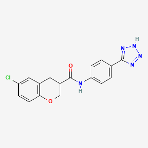 molecular formula C17H14ClN5O2 B7328209 6-chloro-N-[4-(2H-tetrazol-5-yl)phenyl]-3,4-dihydro-2H-chromene-3-carboxamide 