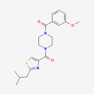 molecular formula C20H25N3O3S B7328248 (3-Methoxyphenyl)-[4-[2-(2-methylpropyl)-1,3-thiazole-4-carbonyl]piperazin-1-yl]methanone 