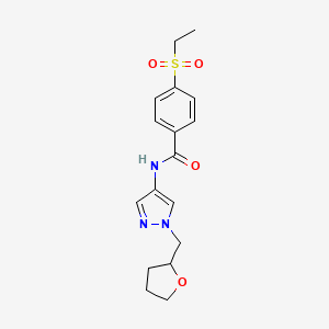 molecular formula C17H21N3O4S B7328263 4-ethylsulfonyl-N-[1-(oxolan-2-ylmethyl)pyrazol-4-yl]benzamide 