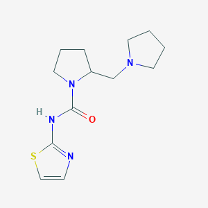 molecular formula C13H20N4OS B7328316 2-(pyrrolidin-1-ylmethyl)-N-(1,3-thiazol-2-yl)pyrrolidine-1-carboxamide 