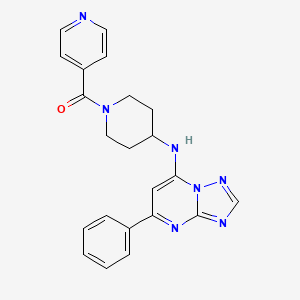 molecular formula C22H21N7O B7328317 [4-[(5-Phenyl-[1,2,4]triazolo[1,5-a]pyrimidin-7-yl)amino]piperidin-1-yl]-pyridin-4-ylmethanone 