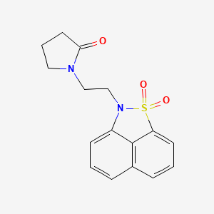 molecular formula C16H16N2O3S B7328359 1-[2-(2,2-Dioxo-2lambda6-thia-3-azatricyclo[6.3.1.04,12]dodeca-1(11),4,6,8(12),9-pentaen-3-yl)ethyl]pyrrolidin-2-one 