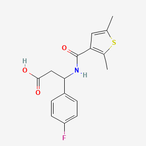 molecular formula C16H16FNO3S B7328367 3-[(2,5-Dimethylthiophene-3-carbonyl)amino]-3-(4-fluorophenyl)propanoic acid 